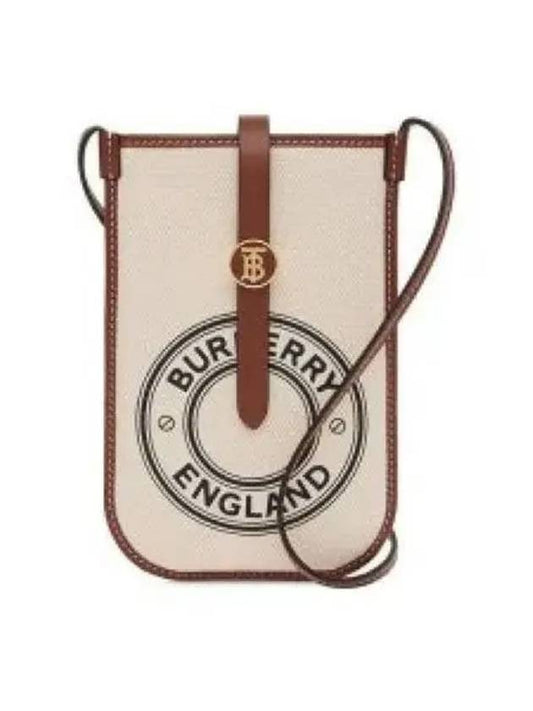 TB Logo Canvas Leather Phone Holder Mini Bag White - BURBERRY - BALAAN 2