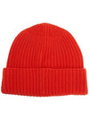 Logo Patch Rib Wool Beanie Red - STONE ISLAND - BALAAN 3