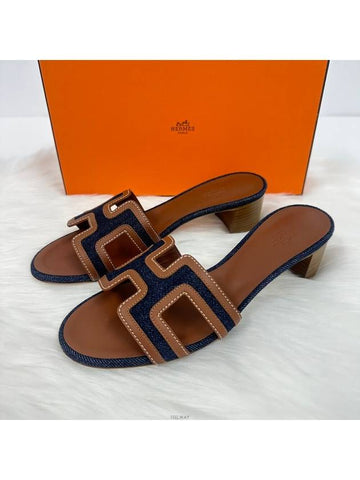 Oasis Denim Sandals Slippers H221113ZH - HERMES - BALAAN 1