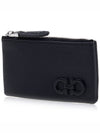 Gancini Zipper Card Wallet Black - SALVATORE FERRAGAMO - BALAAN 3