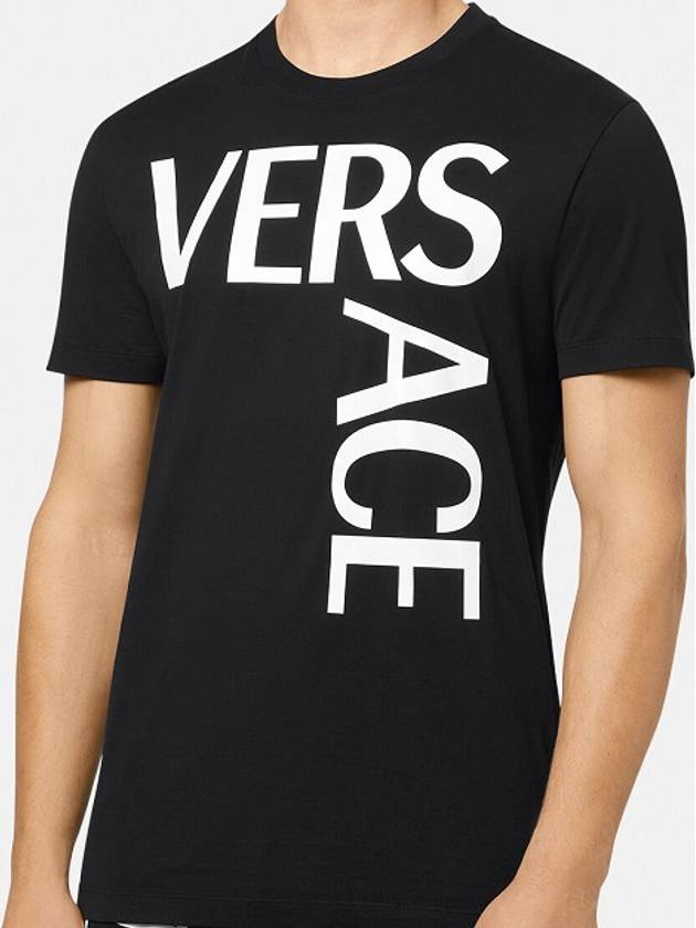 Men's Logo Print Short Sleeve T-Shirt Black - VERSACE - BALAAN 3