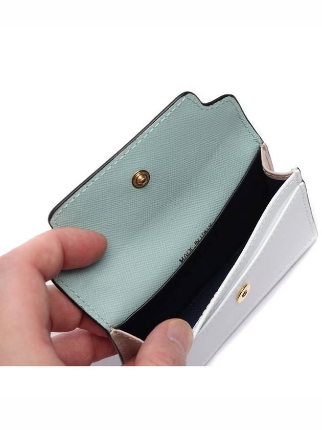 Logo Color Block Saffiano Card Wallet Tea Green - MARNI - BALAAN 7