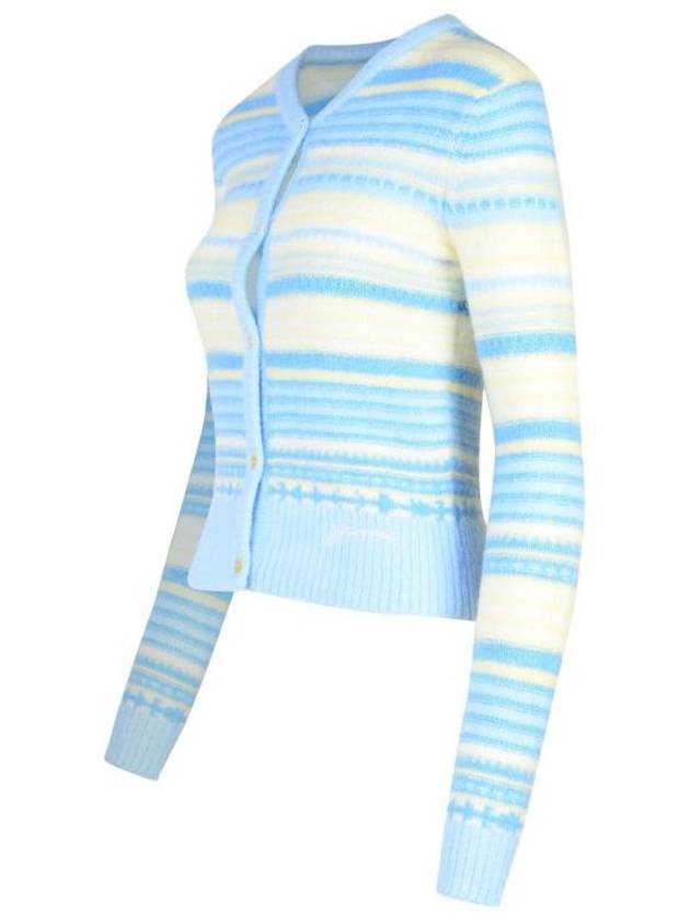 Striped Soft Wool Cardigan Light Blue - GANNI - BALAAN 3