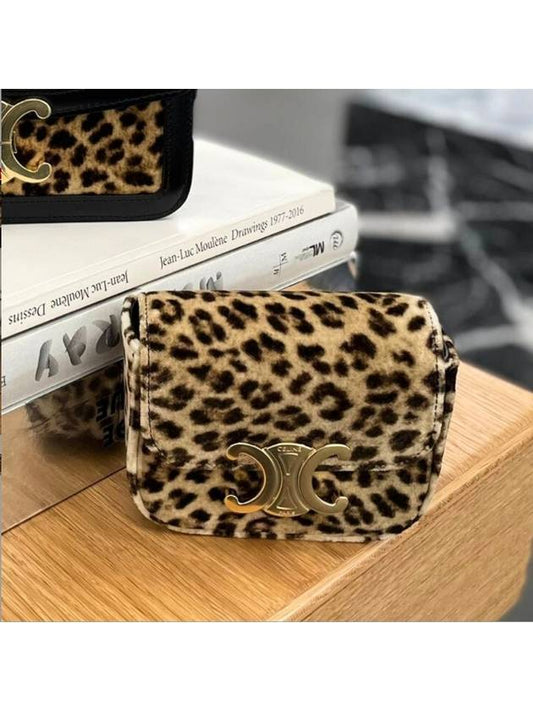 Mini Claude Leopard Print Velvet Cross Bag - CELINE - BALAAN 2