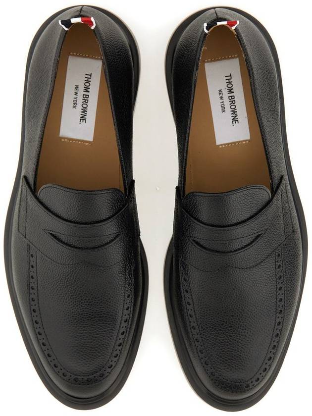 Pebble Grain Rubber Sole Penny Loafer Black - THOM BROWNE - BALAAN 6