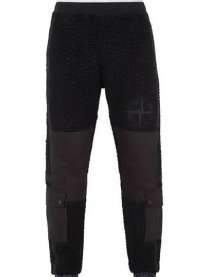 Embroidered Logo Furry Wool Track Pants Black - STONE ISLAND - BALAAN 2