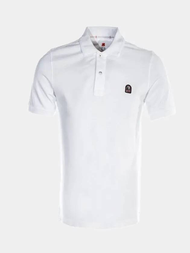 Men's Logo Patch Button Polo T-Shirt Ivory Short Sleeve PM FLE PO05 505 - PARAJUMPERS - BALAAN 1