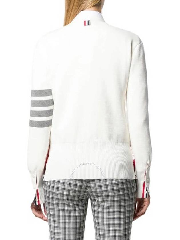 Cotton 4-Bar Milano Classic V-Neck Cardigan White - THOM BROWNE - BALAAN 3