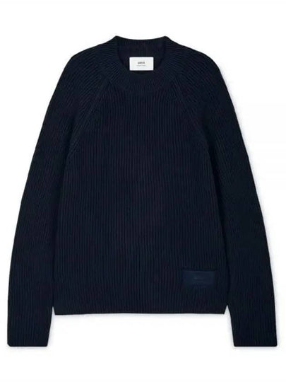 Logo Patch Basic Knit Top Navy - AMI - BALAAN 2