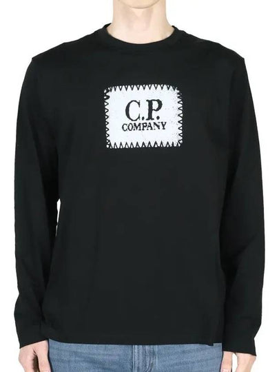 Logo Printed Cotton Long Sleeve T-Shirt Black - CP COMPANY - BALAAN 2