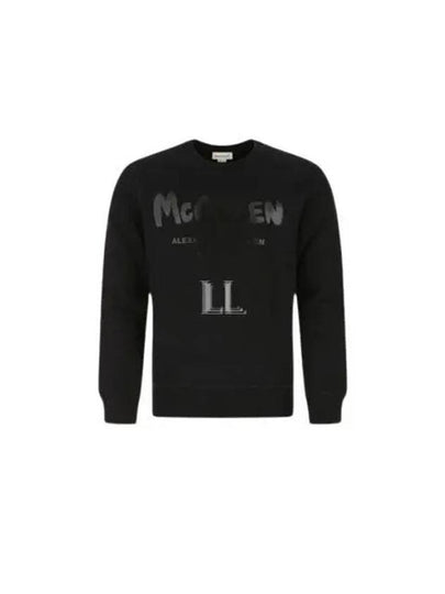 Men's Graffiti Logo Sweatshirt Black - ALEXANDER MCQUEEN - BALAAN 2