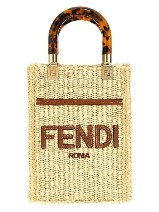 Sunshine Raffia Leather Cross Bag Beige - FENDI - BALAAN 1