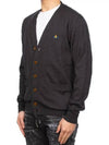 Men's Logo Wool V-Neck Cardigan Vintage Black - VIVIENNE WESTWOOD - BALAAN.