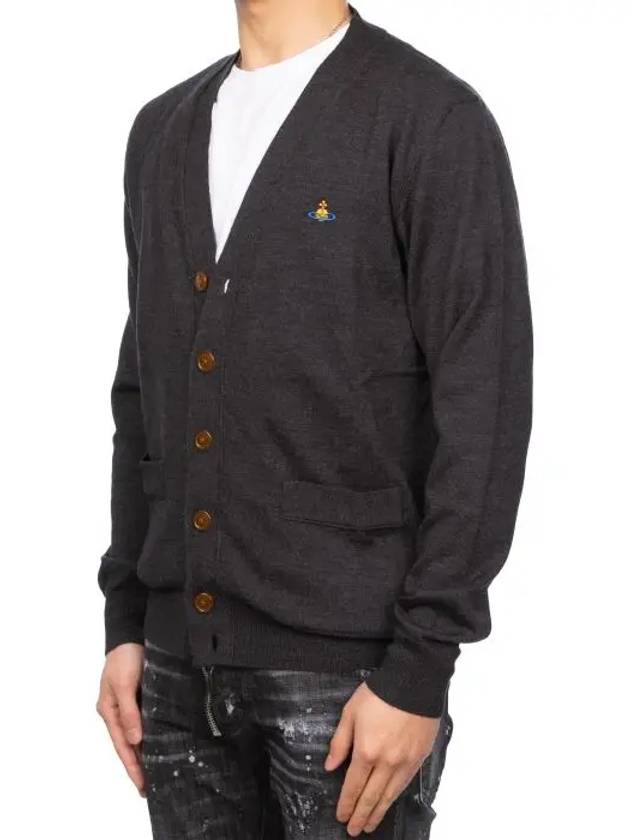 Men's Logo Wool V-Neck Cardigan Vintage Black - VIVIENNE WESTWOOD - BALAAN 5