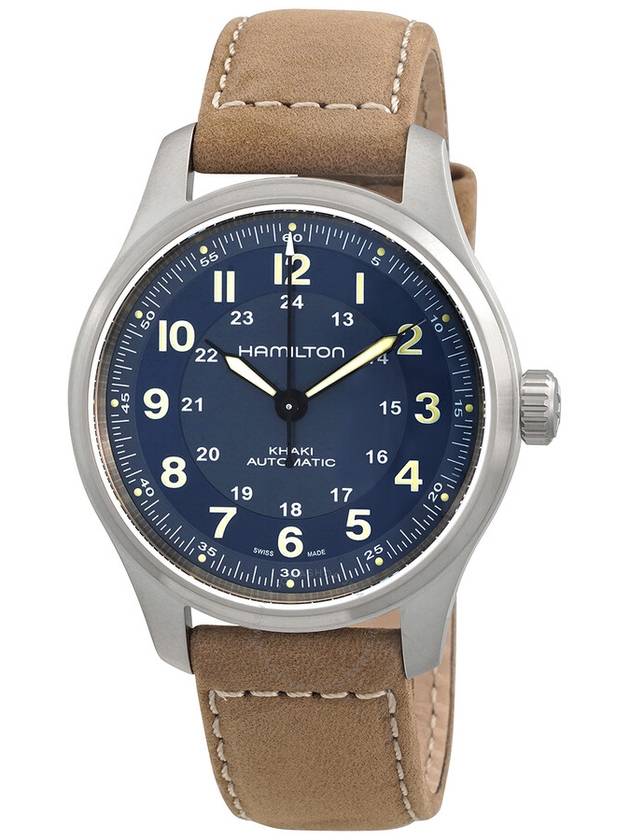 Khaki Field Titanium Leather Watch Brown - HAMILTON - BALAAN 2