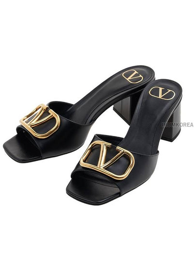 VLTN Logo Signature Square Open Toe Sandals Black - VALENTINO - BALAAN 2