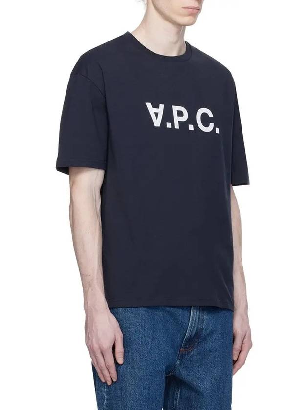 Logo Print Crew Neck Short Sleeve T-Shirt Navy - A.P.C. - BALAAN 3