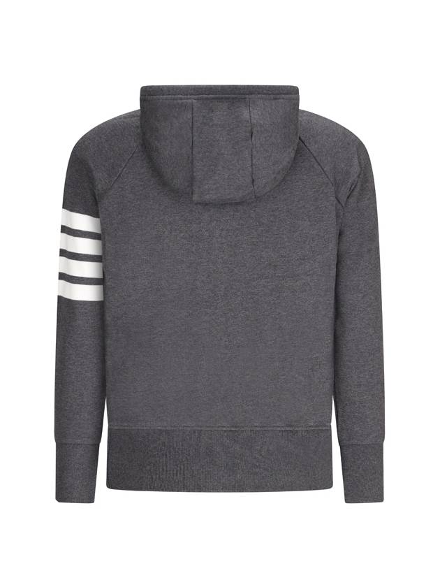 Engineered 4 Bar Diagonal Zip Up Hoodie Dark Grey - THOM BROWNE - BALAAN 3