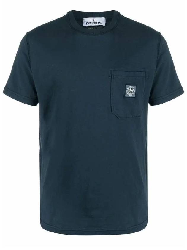 Wappen Logo Patch Pocket Short Sleeve T-Shirt Navy - STONE ISLAND - BALAAN 3