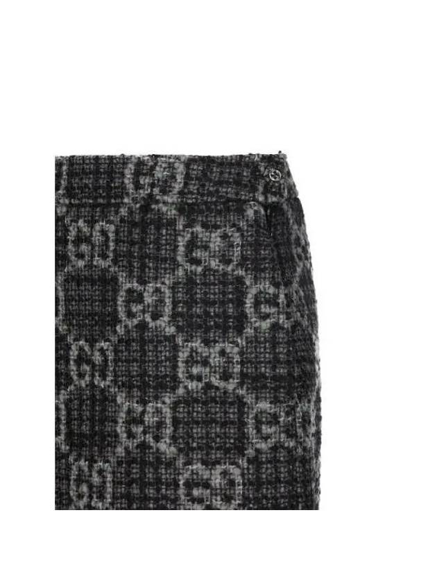 Women's GG Monogram Tweed A-Line Skirt Dark Grey - GUCCI - BALAAN 4