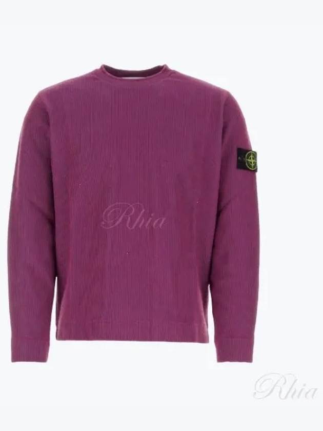 Men's Wappen Patch Crewneck Knit Sweatshirt Magenta - STONE ISLAND - BALAAN 2