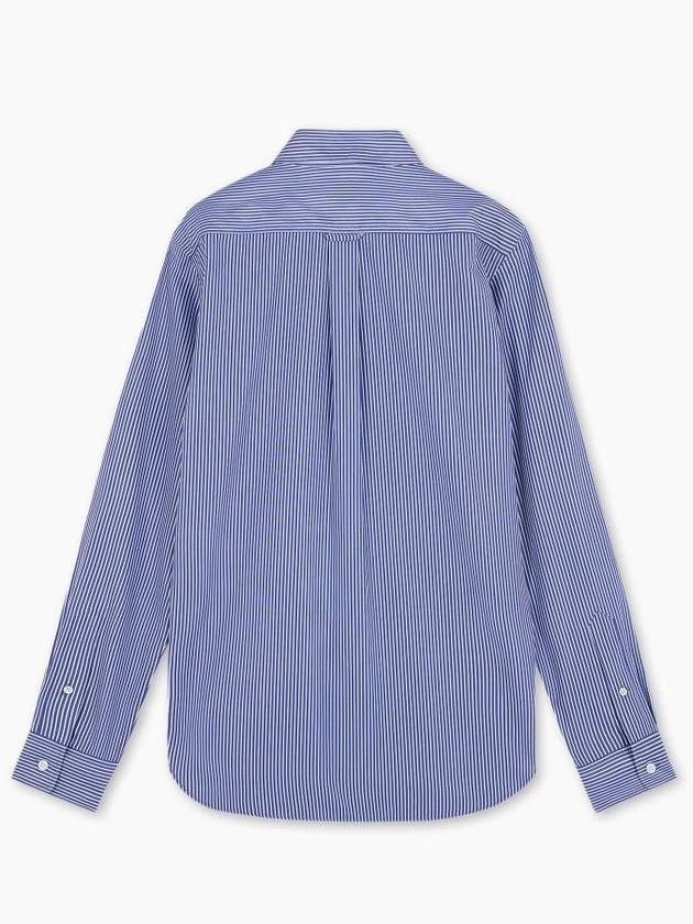 Fox Head Stripe Long Sleeve Shirt Blue - MAISON KITSUNE - BALAAN 3