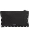 Rockstud Logo Patch Strap Clutch Bag Black - VALENTINO - BALAAN 4