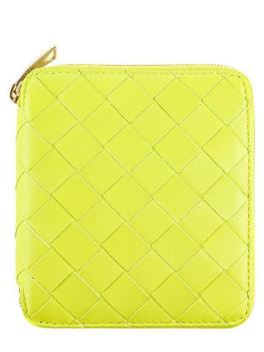 Intrecciato Zipper Around Half Wallet Lime - BOTTEGA VENETA - BALAAN 1