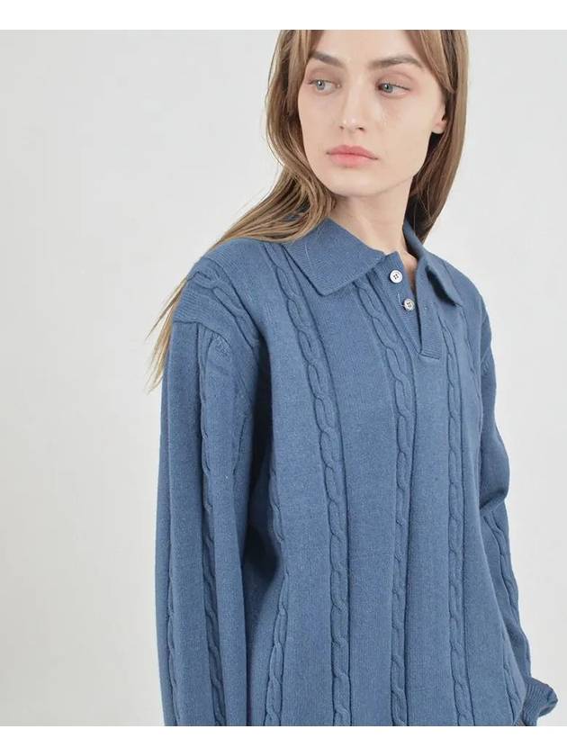 Modal Cable Collar Knit Blue - CHANCE'S NOI - BALAAN 8