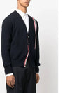 RWB Striped Intarsia Cotton Cardigan Navy - THOM BROWNE - BALAAN 5