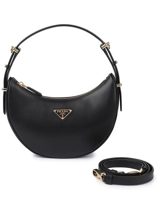 Arque Leather Shoulder Bag Black - PRADA - BALAAN 2