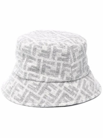 jacquard Ffwool silk bucket hat gray - FENDI - BALAAN.