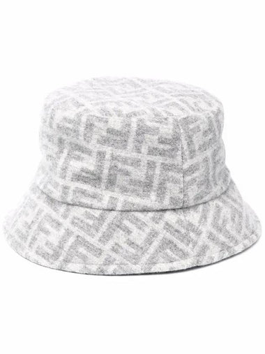 FF Jacquard Wool Silk Bucket Hat Grey - FENDI - BALAAN 1