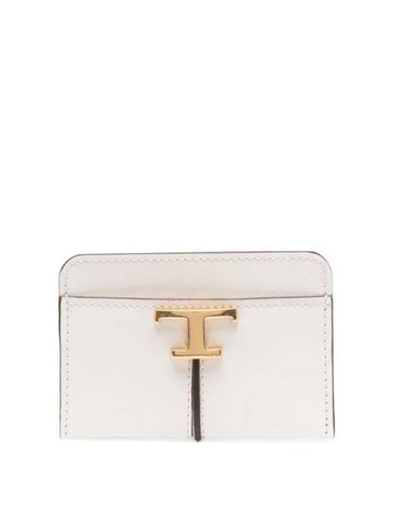 Logo Decorated Leather Card Wallet White - TOD'S - BALAAN 1