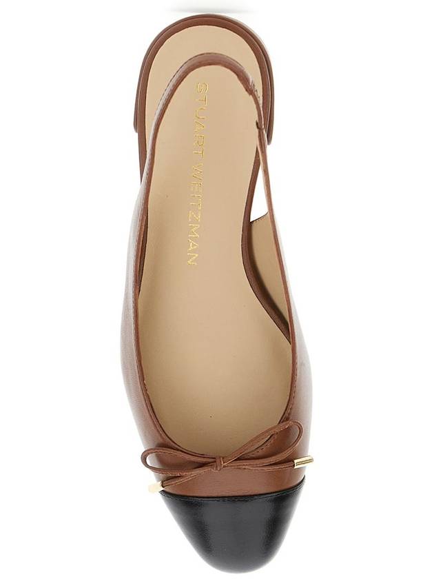 Brown Slingback Ballet Shoes With Cap Toe And Bow Detail In Leather Woman - STUART WEITZMAN - BALAAN 4