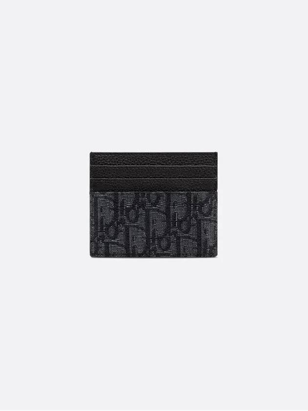 Oblique Jacquard Grain Leather Card Wallet Black - DIOR - BALAAN 4