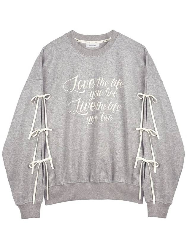 Ribbon Slit Lettering Overfit Sweatshirt Grey - METAPHER - BALAAN 6