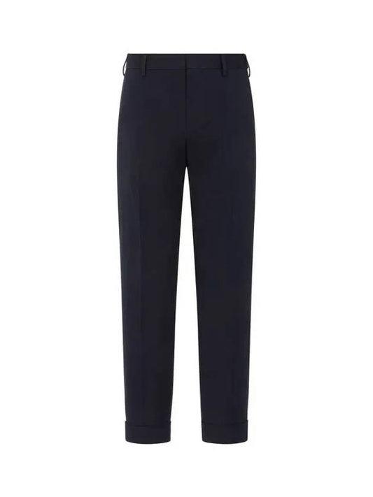 Men's Rollup Wool Cotton Criss Pants Navy 270334 - DRIES VAN NOTEN - BALAAN 1