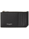 Paris Fragment Zippered Leather Card Wallet Black - SAINT LAURENT - BALAAN 2