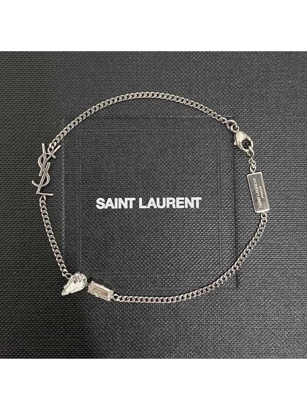 Opyum Charm Bracelet In Metal And Rhinestone Oxidized Silver - SAINT LAURENT - BALAAN 4