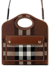 Mini Knit Check Leather Pocket Tote Bag Brown - BURBERRY - BALAAN 2