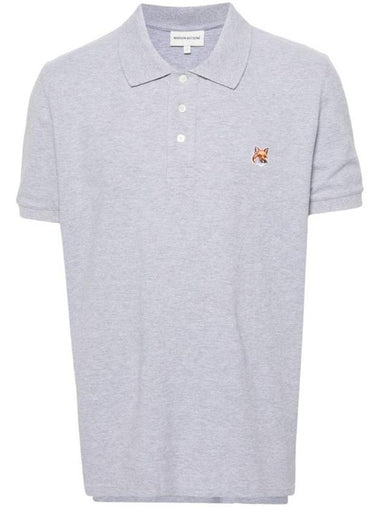 Fox Head Patch Cotton Polo Shirt Grey - MAISON KITSUNE - BALAAN 1