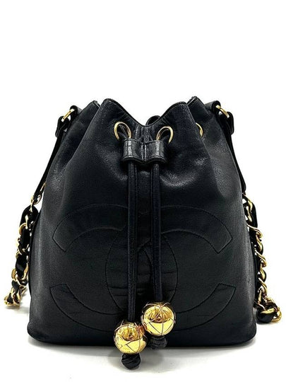 Lambskin timeless drawstring golden ball bucket bag cross - CHANEL - BALAAN 2