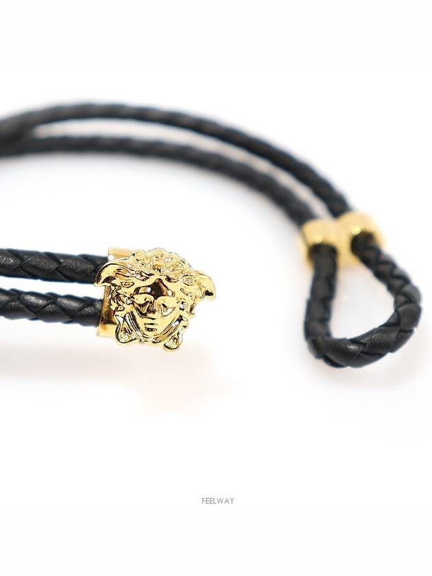 DG05579 DJMT DTU Black Leather Gold Metal Medusa Bracelet - VERSACE - BALAAN 6