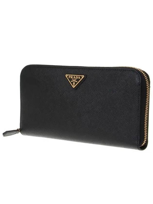 Saffiano Triangle Logo Long Wallet Black - PRADA - BALAAN 3