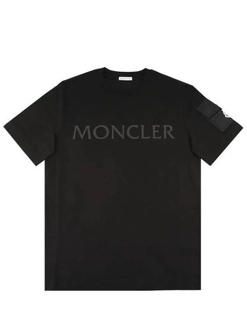 8C00023 8390T 999 Laminated Logo Patch Short Sleeve T Shirt Black - MONCLER - BALAAN 1