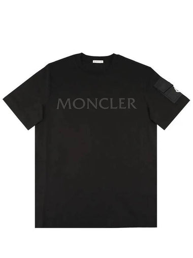 8C00023 8390T 999 Laminated Logo Patch Short Sleeve T Shirt Black - MONCLER - BALAAN 1