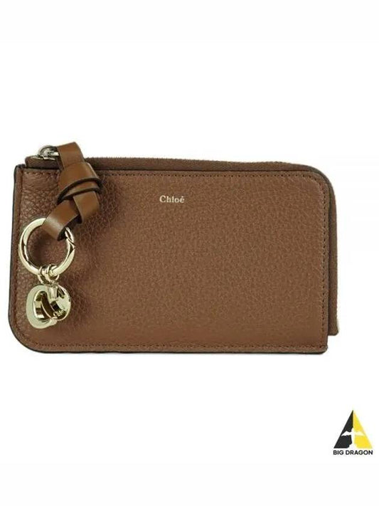 Alphabet Half Zipper Leather Card Wallet Brown - CHLOE - BALAAN 2