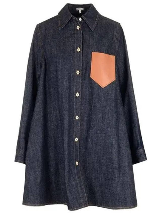 Women's Trapeze Denim Overshirt Blue - LOEWE - BALAAN.