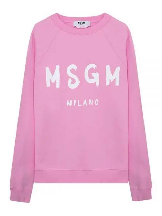 Women's Brushed Logo Crew Neck Sweatshirt Pink - MSGM - BALAAN 2